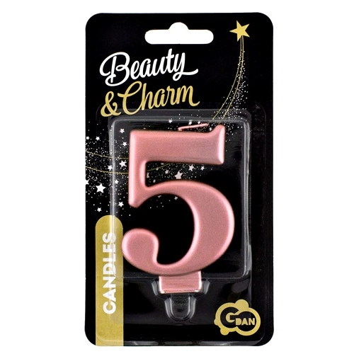Świeczka urodzinowa cyfra 5 ROSE GOLD